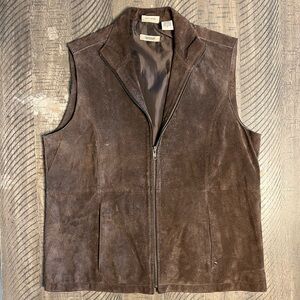 Soft brown genuine suede leather fully lined vest Size M